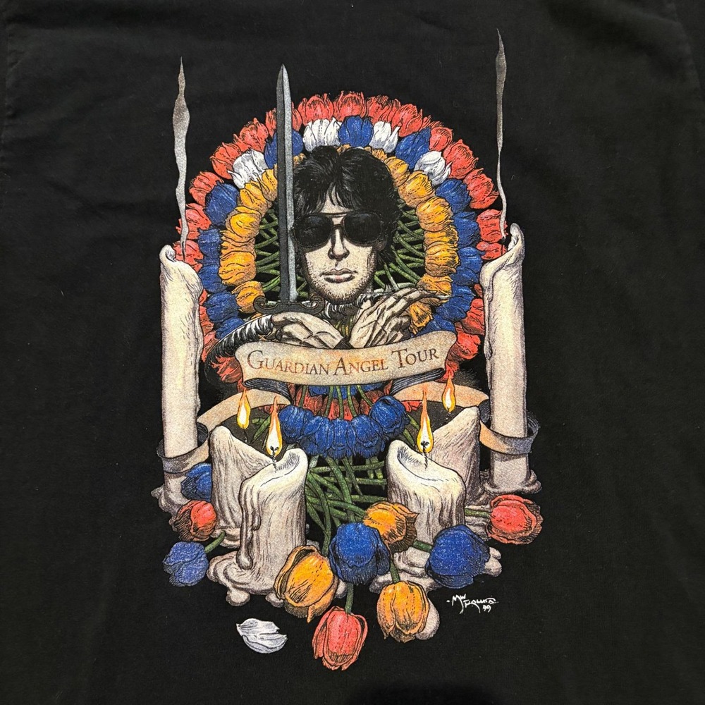 Vintage 1999 Neil Gaiman Guardian Angel Tour Fantasy Art Graphic Tee Medium Rare